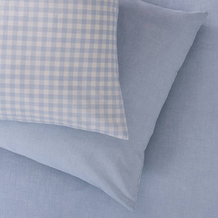 Argos Home cotton gingham sky blue bedding set single (British brand)