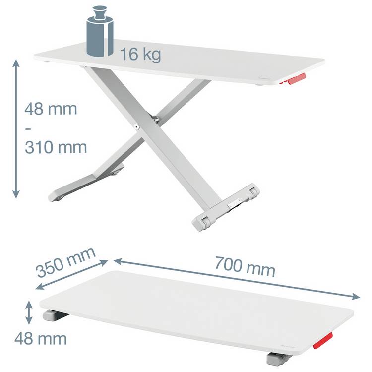 Leitz standing desk converter white compact footprint, UK version
