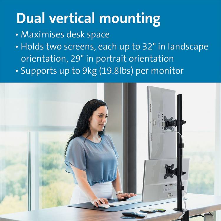 Kensington vertical stacking dual monitor arm - British product