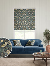 Next William Morris At Home Blue Strawberry Thief Velvet Made to Measure Roman Blinds- Buy online at McGrocer