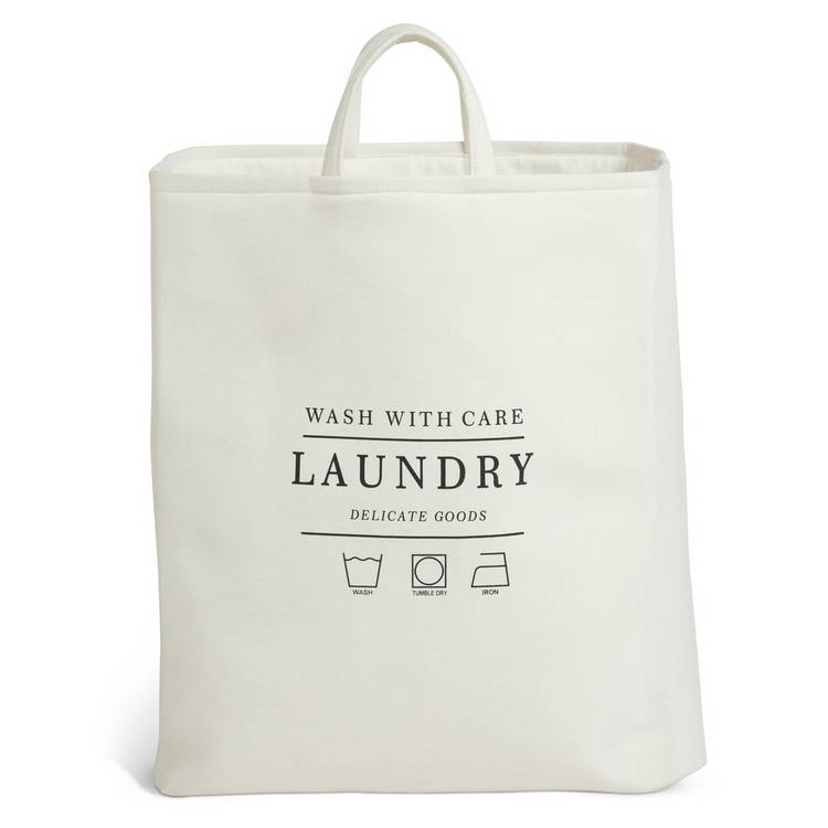 Argos Home collapsible laundry bag cream 75L, imported from the UK