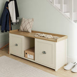 GFW Lancaster cream 2 door shoe storage bench, imported from the UK