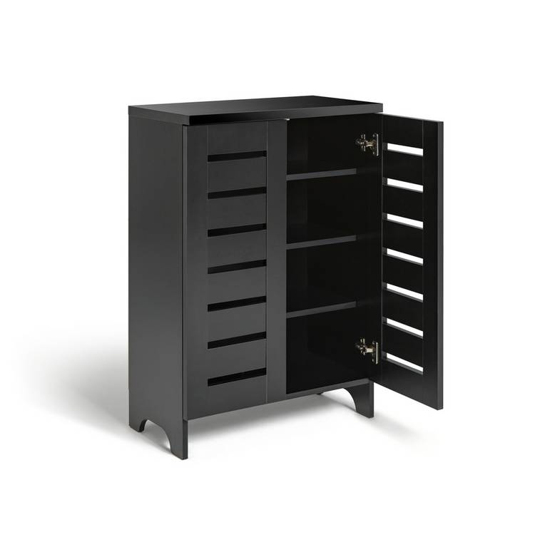 Argos Home black slatted shoe cabinet - British product