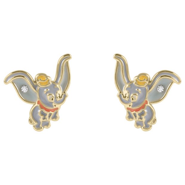 Disney Dumbo gold plated stud earrings 11.3mm, imported from the UK