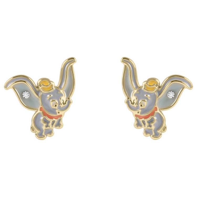 Disney Dumbo gold plated stud earrings 11.3mm, imported from the UK