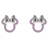 Disney silver plated Minnie Mouse stud earrings with pink stones (British brand)