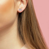 Disney silver plated Minnie Mouse stud earrings with pink stones (British brand)