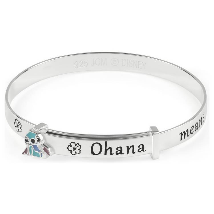 Disney Stitch sterling silver baby bangle with blue charm (British brand)