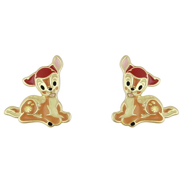 Disney Bambi gold plated stud earrings 10.6mm (British brand)