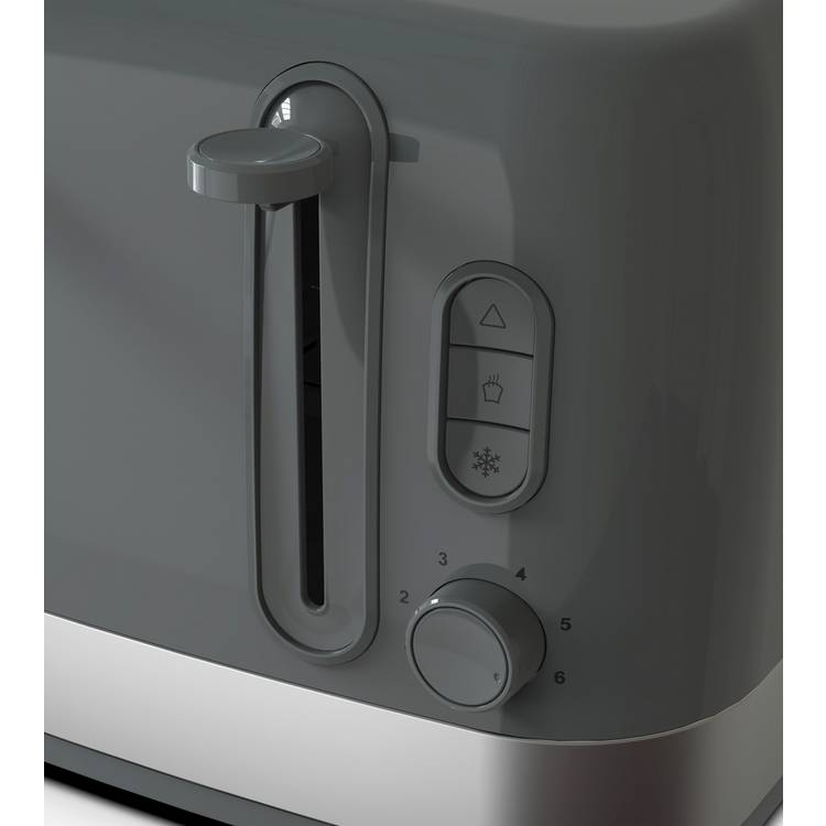 Cookworks illuminated 4-slice toaster stone grey, UK version