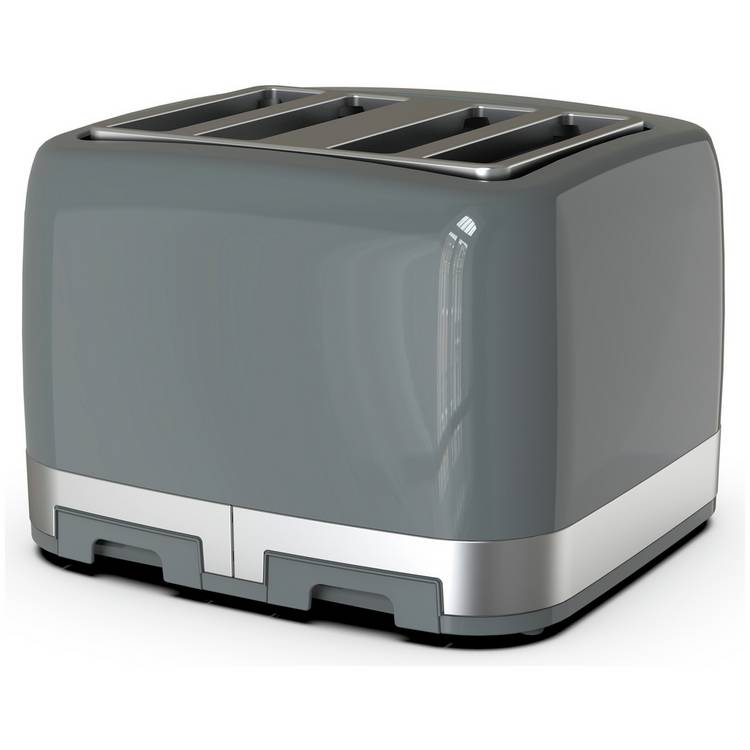Cookworks illuminated 4-slice toaster stone grey, UK version