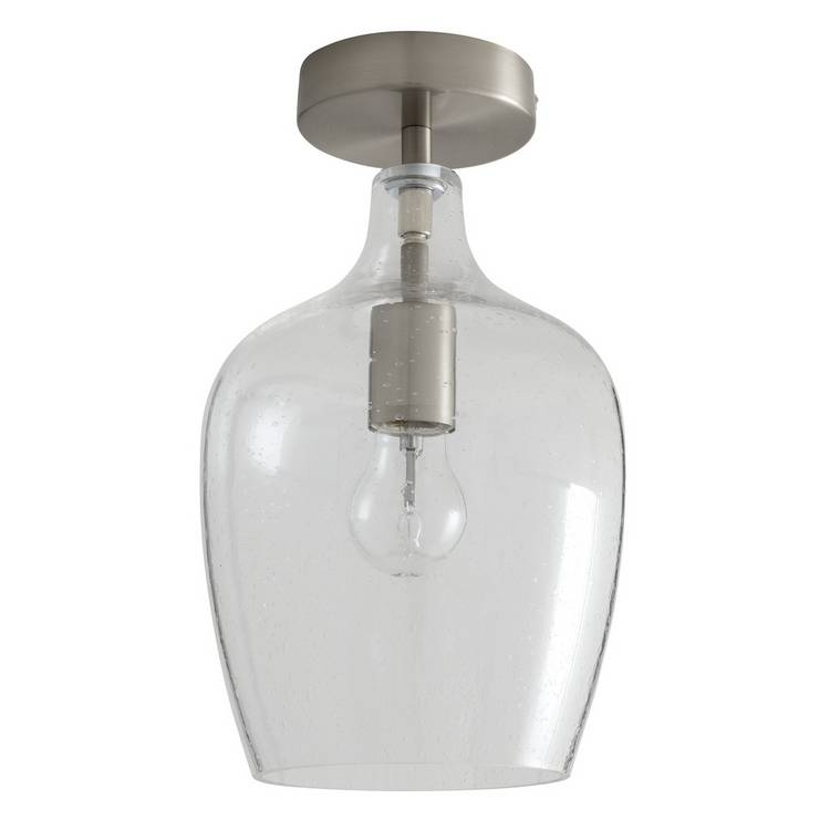 Argos Home glass flush ceiling light satin nickel, UK version