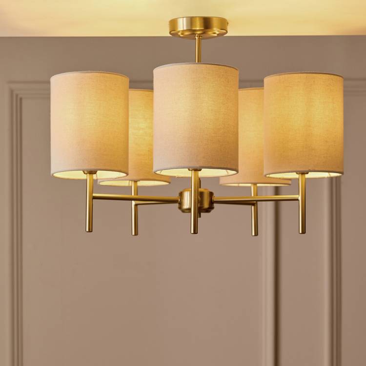 Argos Home brass five-light ceiling light imported from the UK