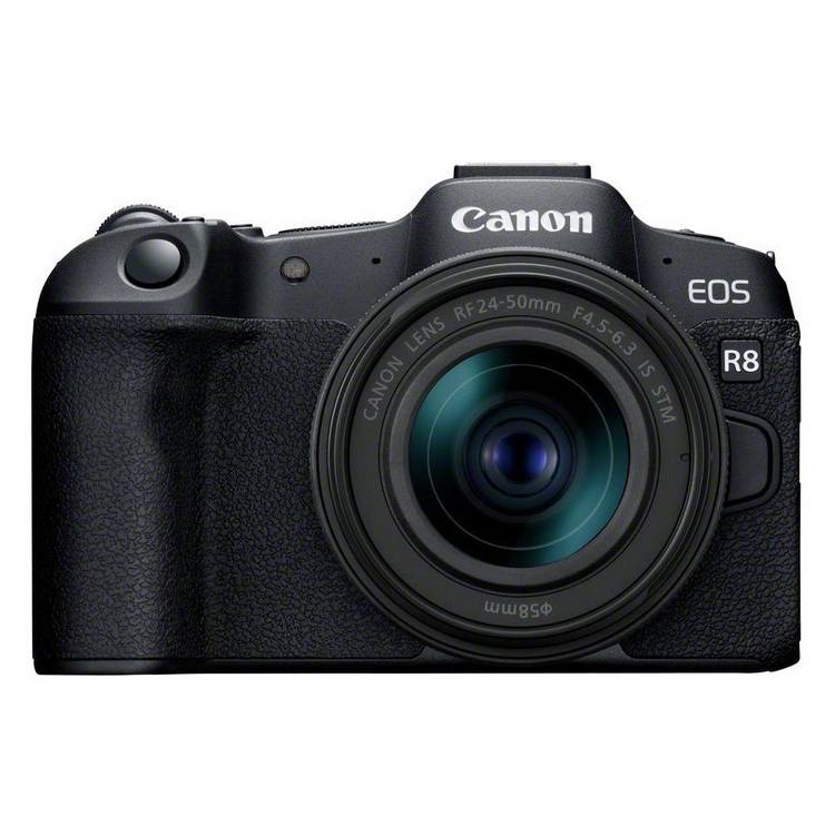 Canon EOS R8 mirrorless camera with RF 24-50mm lens, imported from the UK
