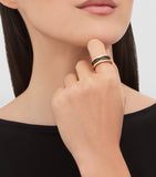 Bvlgari B.zero1 two-band ring in rose gold and black ceramic (British brand)