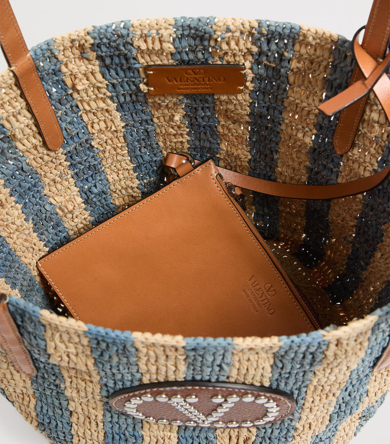 Valentino Garavani straw bucket bag with VLogo, UK version