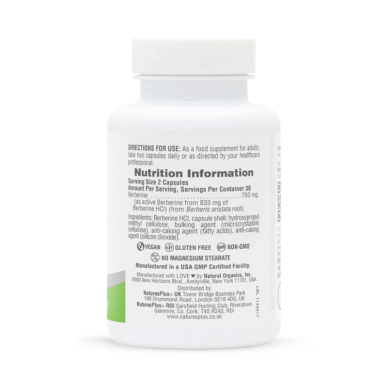 NaturesPlus berberine supplement 750mg 60 capsules - British product