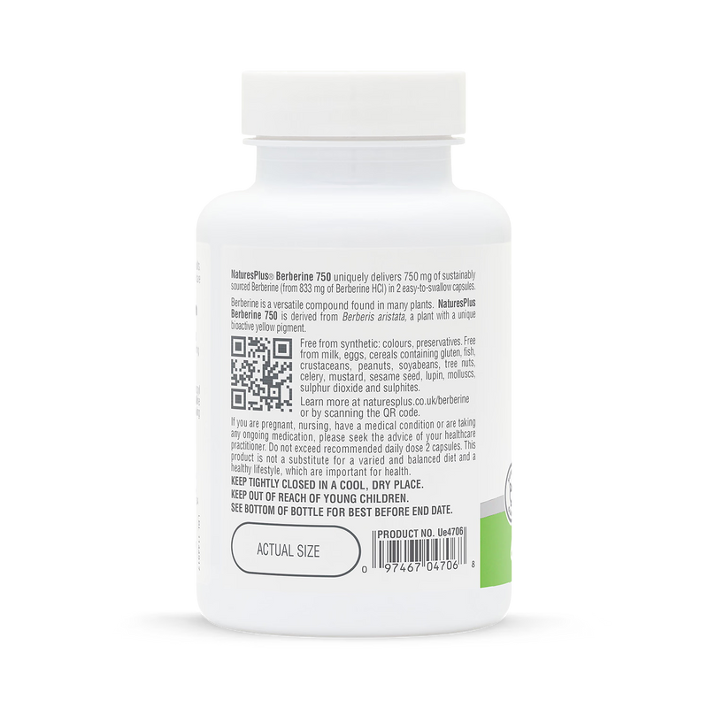 NaturesPlus berberine supplement 750mg 60 capsules - British product