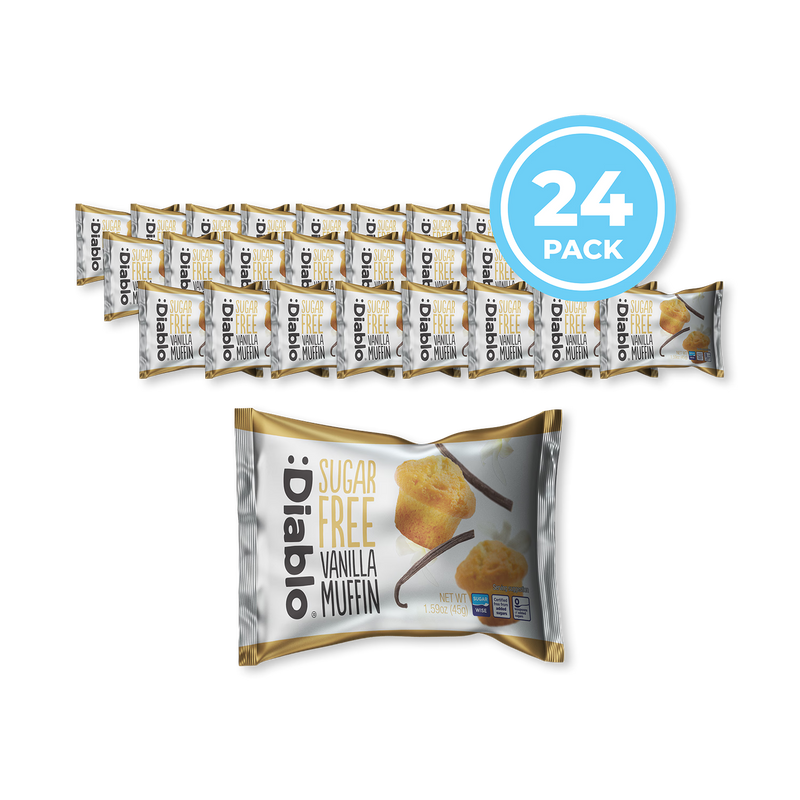 Diablo sugar free vanilla muffins individually wrapped 45g pack of 24, imported from the UK