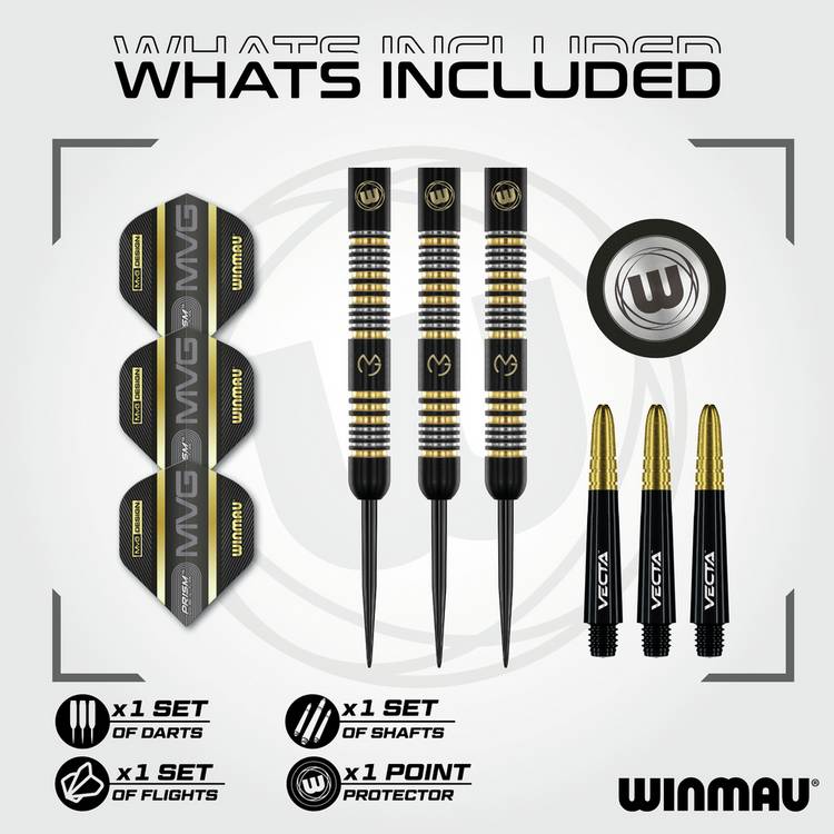 Winmau MVG Trilogy darts set 21.5g tungsten, imported from the UK