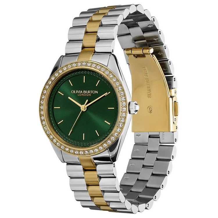 Olivia Burton green dial two-tone watch 34mm - British product