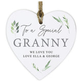 Personalised botanical wooden heart decoration (British brand)
