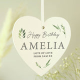 Personalised botanical wooden heart decoration (British brand)