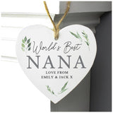 Personalised botanical wooden heart decoration (British brand)