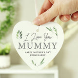 Personalised botanical wooden heart decoration (British brand)