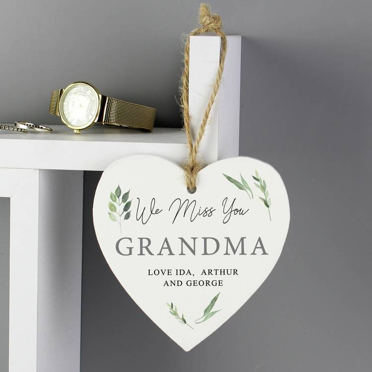 Personalised botanical wooden heart decoration (British brand)