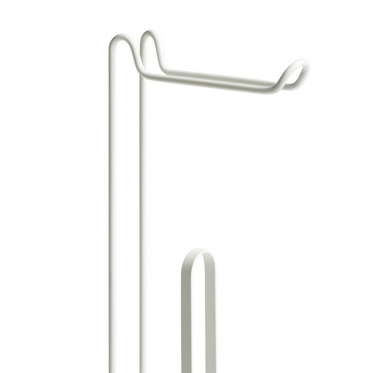Argos Home white wire toilet roll holder with steel base (British brand)
