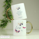 Personalised butterfly mug with gold handle 312ml, UK version