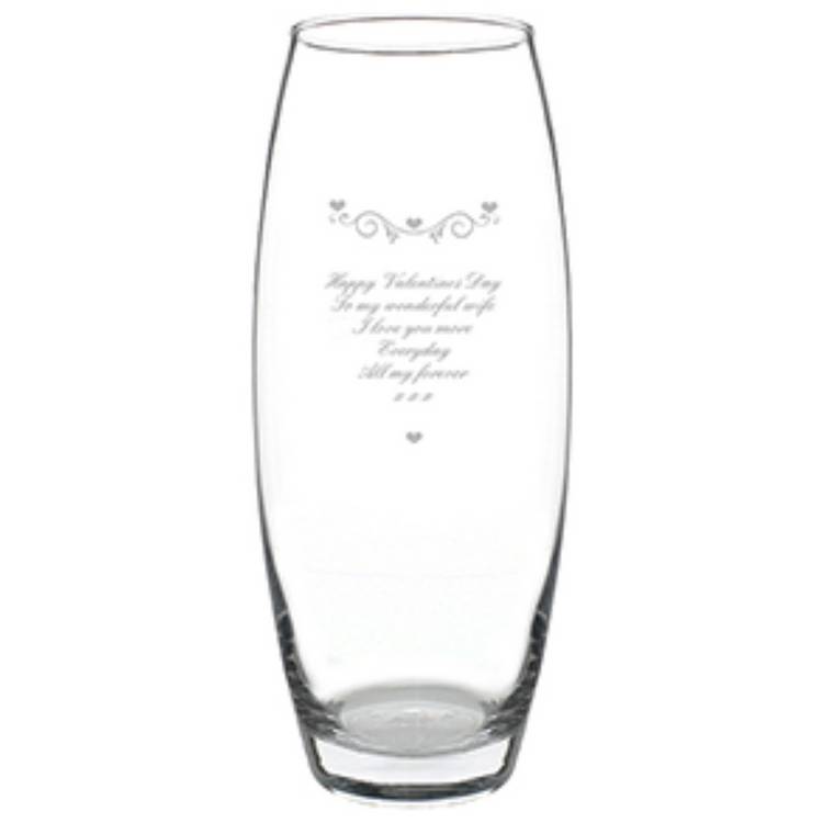 Personalised bullet vase hearts and swirls 22cm (British brand)