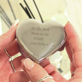 Personalised heart trinket box nickel plated with fabric interior (British brand)