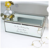 Personalised mirrored jewellery box with three compartments - British product