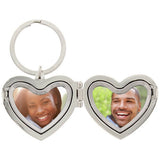 Personalised silver heart photoframe keyring, imported from the UK