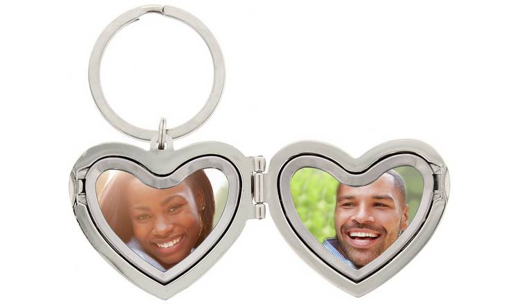 Personalised silver heart photoframe keyring, imported from the UK