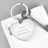 Personalised silver heart photoframe keyring, imported from the UK