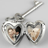 Personalised silver heart photoframe keyring, imported from the UK