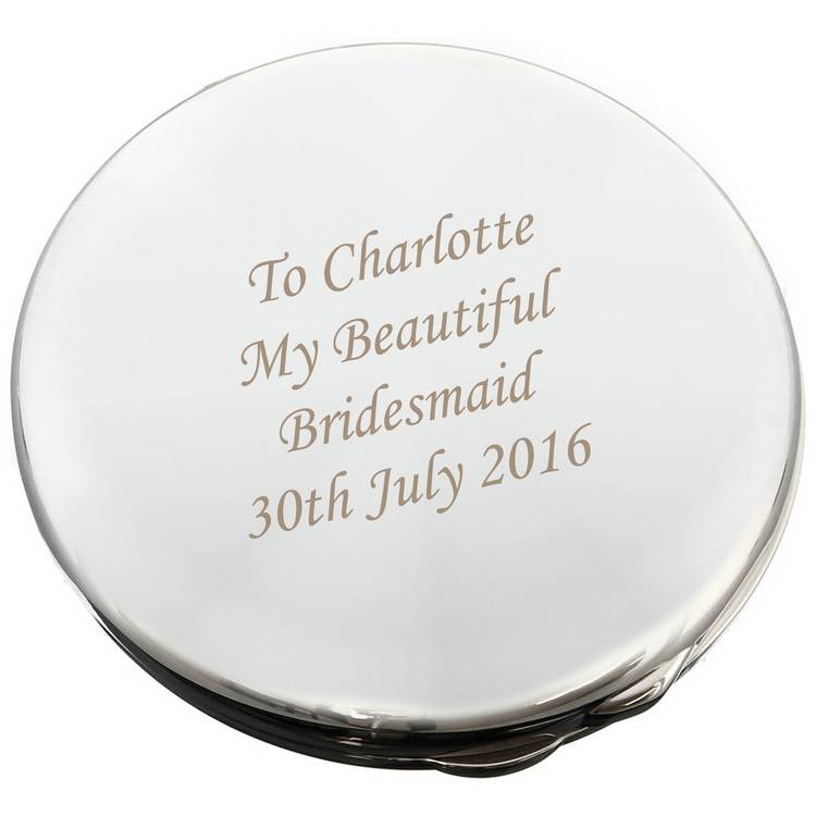 Personalised silver compact mirror 5.7cm (British brand)