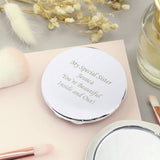 Personalised silver compact mirror 5.7cm (British brand)