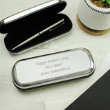 Personalised chrome pen set with engraving box 14cm - British product