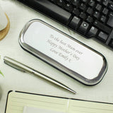Personalised chrome pen set with engraving box 14cm - British product