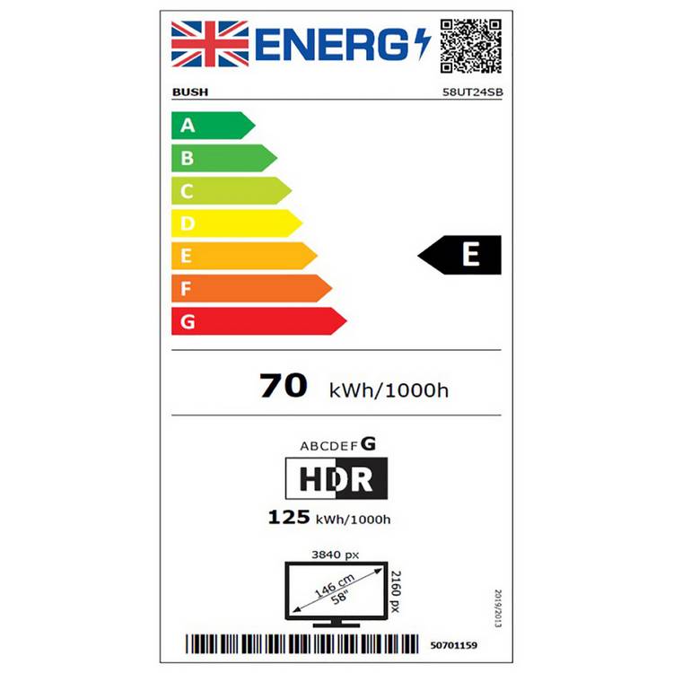 Bush 58 inch 4K UHD Smart TV 58UT24SB - British brand