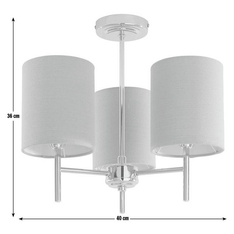 Argos Home Candelabra ceiling light grey steel fabric shades - British product
