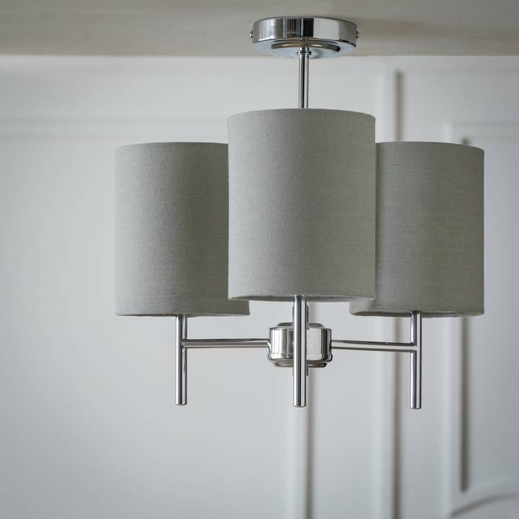 Argos Home Candelabra ceiling light grey steel fabric shades - British product