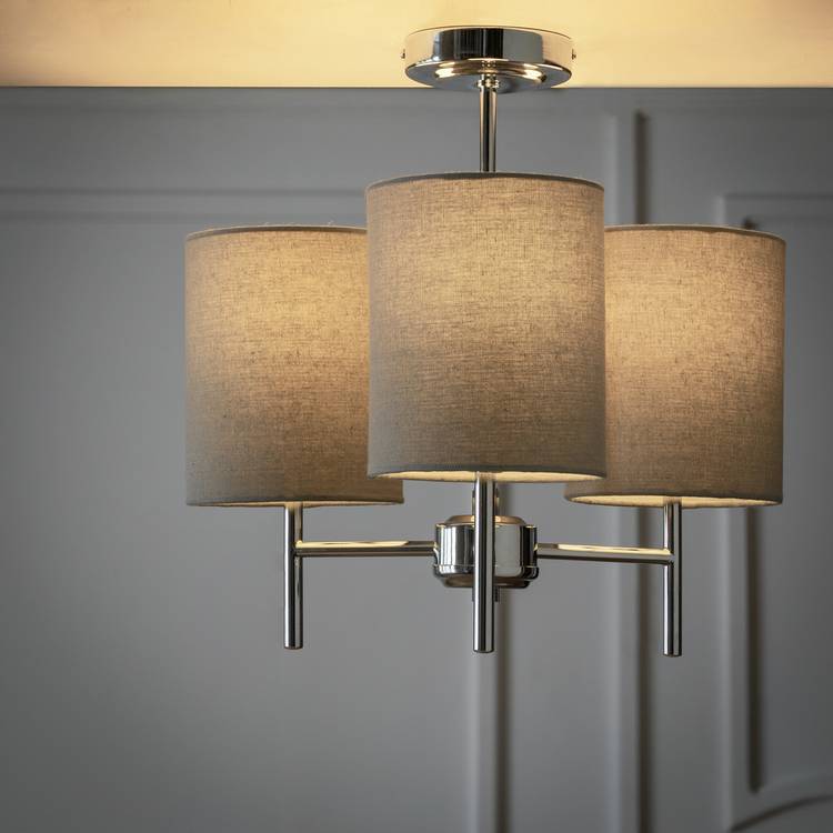 Argos Home Candelabra ceiling light grey steel fabric shades - British product