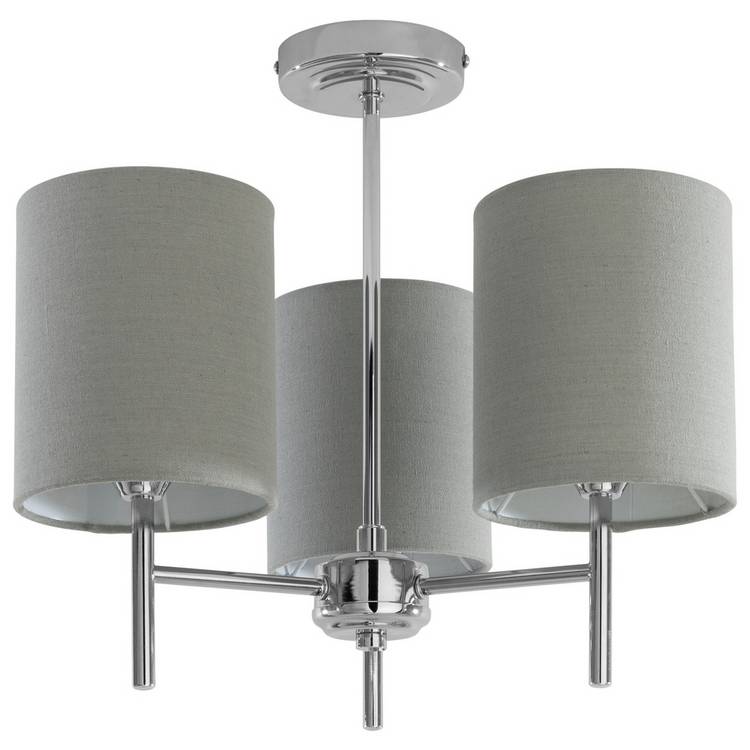 Argos Home Candelabra ceiling light grey steel fabric shades - British product