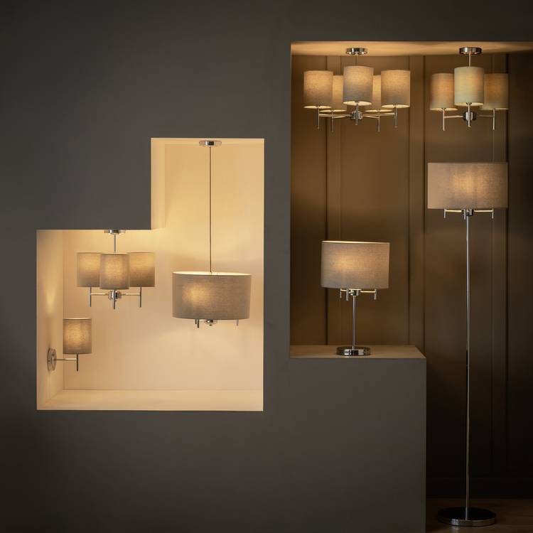 Argos Home Candelabra ceiling light grey steel fabric shades - British product
