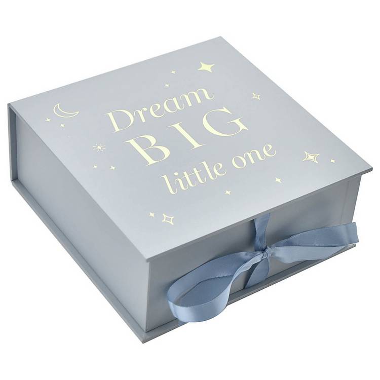 Bambino Dream Big keepsake box in blue with gold trim (British brand)